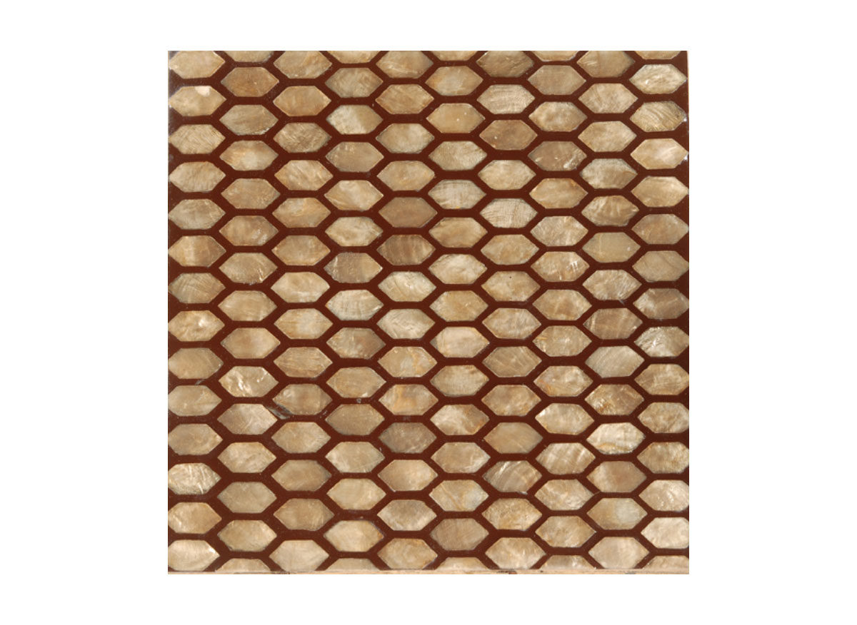 HMT Mop Pinctada (Gallery 2) Hexagon Design Brown Smoke Doğal Laminat Panel